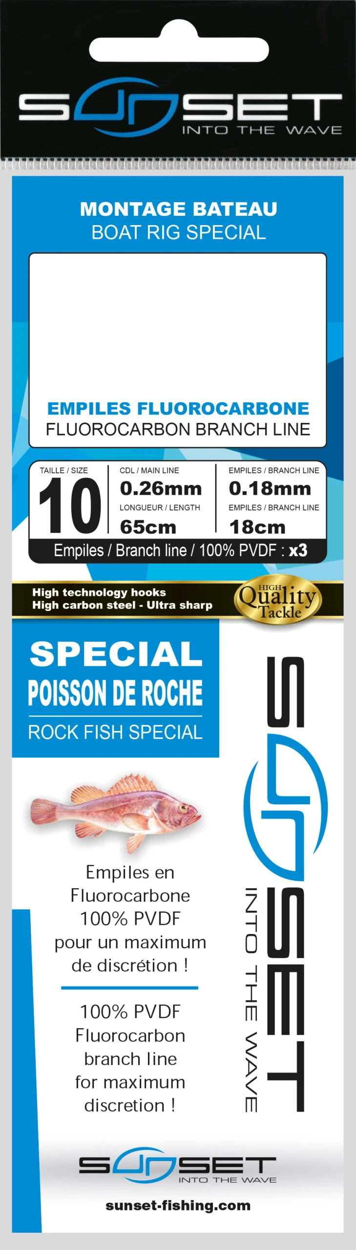 Sunset BDL Boat RS Competition Special Rock Fish Fluorocarbon Rig 0,26mm 65cm 3x 0,20mm (Size 8) 4 Sunset BDL Boat RS Competition Special Rock Fish Fluorocarbon Rig 0,26mm 65cm 3x 0,20mm (Size 8) - Afbeelding 2