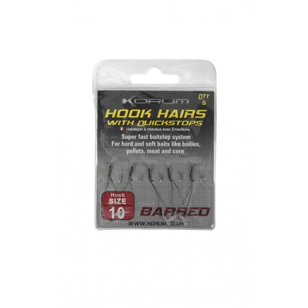 Korum Barbed Hook Hairs With Quickstops (5pcs) #14 4 Korum Barbed Hook Hairs With Quickstops (5pcs) #14 - Afbeelding 2