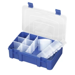 Panaro Tackle Box 196 W/ Adjustable Compartments (1-15) - Blue/Transparant - 276x188xH75 Mm