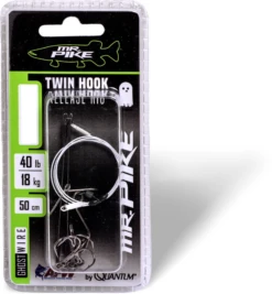 #6 Quantum Mr. Pike Ghost Traces Twin Hook-Release-Rig White 50cm 1pcs