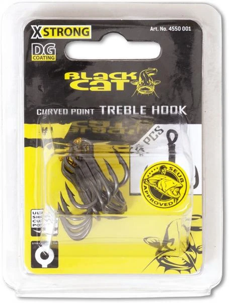 Black Cat Curved Point Treble Hook DG Size 2/0 (5 Stuks) 3 Black Cat Curved Point Treble Hook DG Size 2/0 (5 Stuks)
