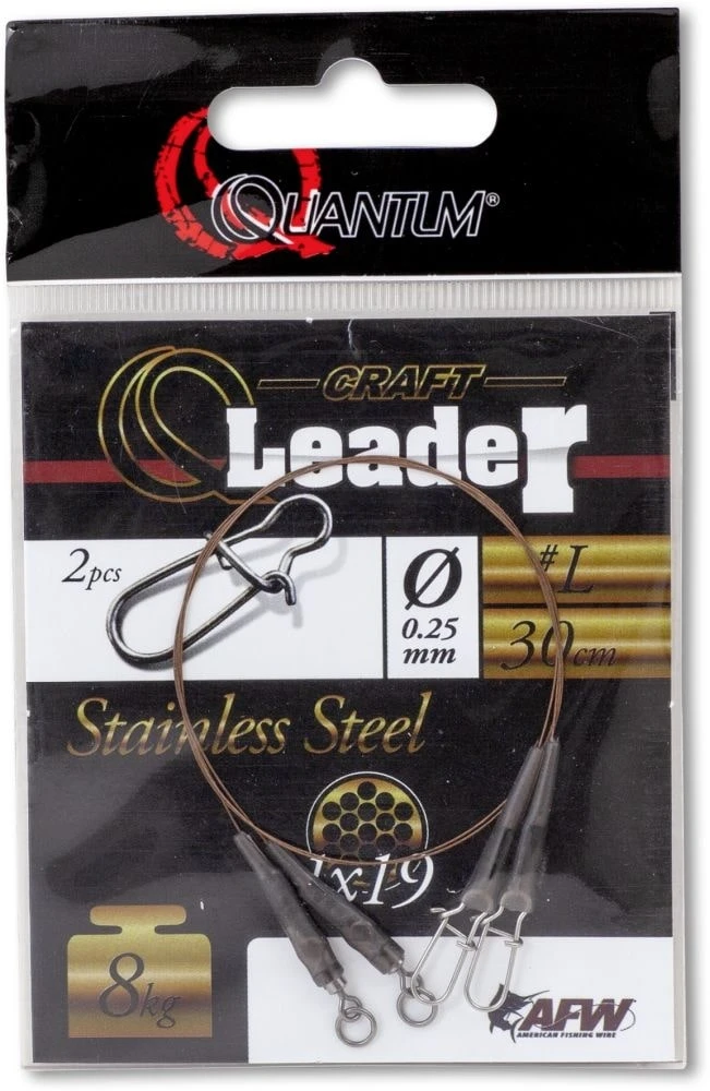 Quantum Q-Leader Stainless Steel Camo Steel 30cm 5kg (2stuks) 5 Quantum Q-Leader Stainless Steel Camo Steel 30cm 5kg (2stuks) - Afbeelding 3