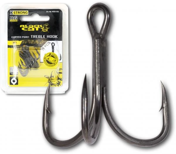 Black Cat Curved Point Treble Hook DG Size 2/0 (5 Stuks) 4 Black Cat Curved Point Treble Hook DG Size 2/0 (5 Stuks) - Afbeelding 2